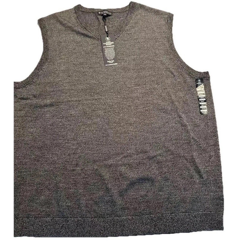 New Men's Merino Wool Sweater Vest 3XLT Hart Schaffner Heather Gray V Neck Tall